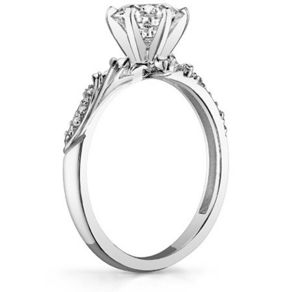 1.5Carat -8x6mm Emerald Moissanite Floral Accent Engagement Ring - Picture 3 of 6